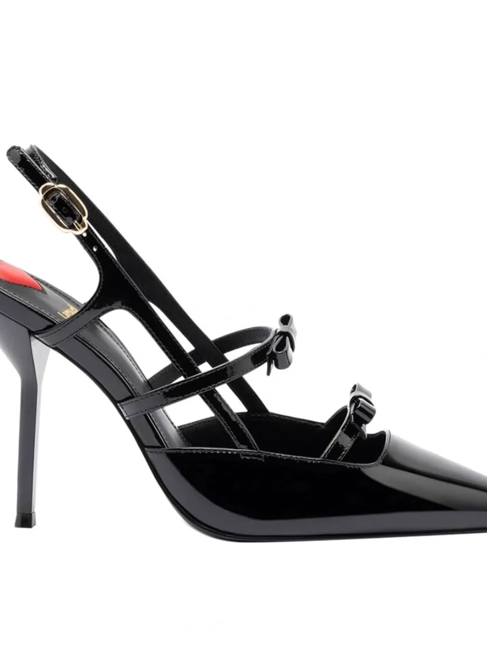 Larroudé Black Patent Leather Bow Slingback Stiletto Heels Size 7